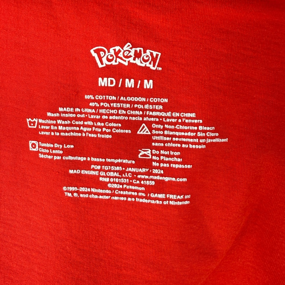 Pokemon Pikachu Red Graphic T-Shirt Kids Medium #0025 Stars Mad Engine MD - Picture 5 of 10